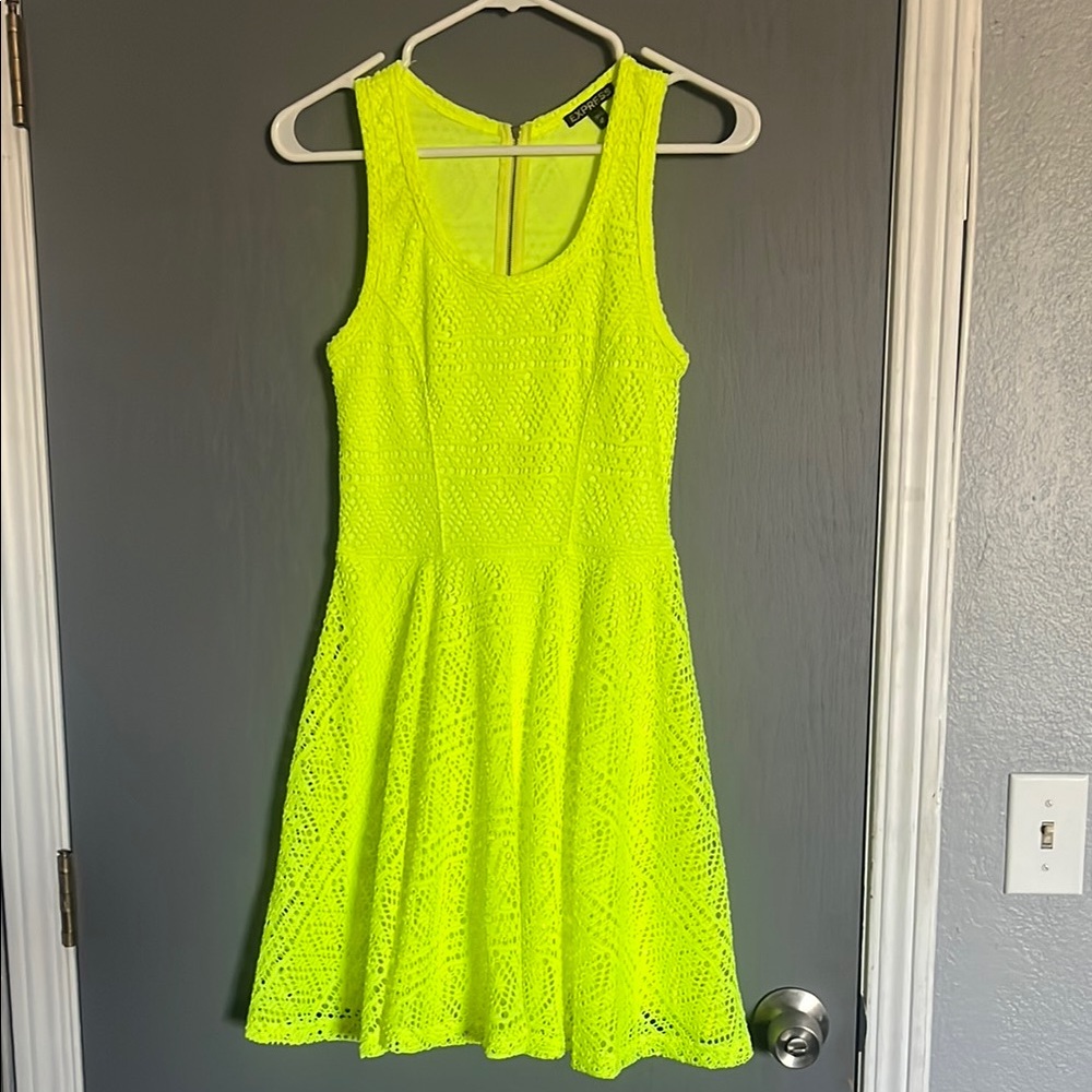 Charlotte Russe Yellow Green A-Line Mini Dress